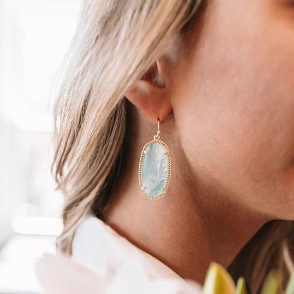 Kendra Scott Elle Aqua blue Illusion earrings Silver Tone - Picture 5 of 5